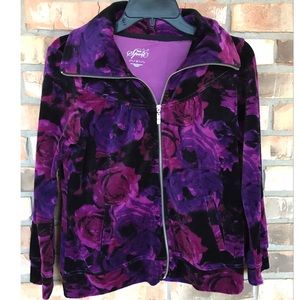 Style & Co Sports Velour Zip Up Jacket   MP
